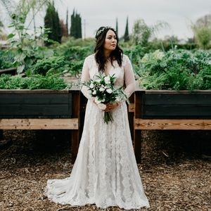 Melissa Sweet linear lace wedding gown